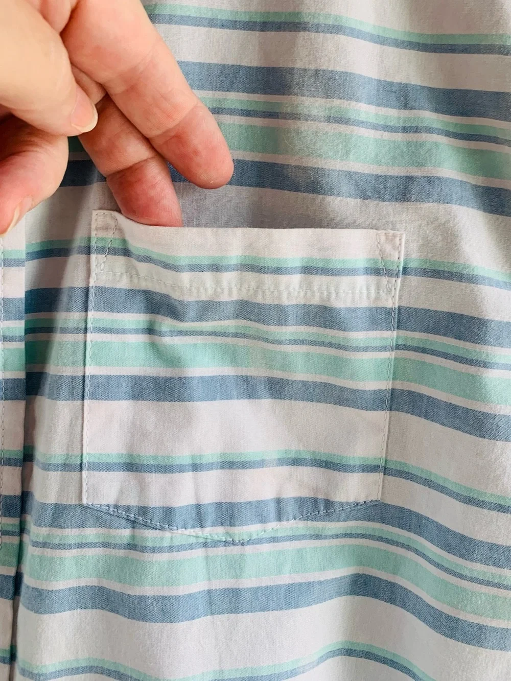 Wrangler Camp Shirt White Aqua Blue Stripe Short Sleeve Casual Summer EUC XL